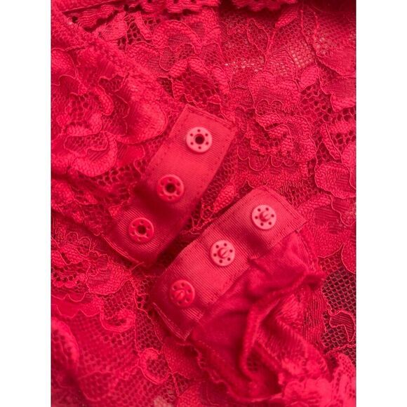 H&M Women Red Floral Lace Bodysuit Teddy Size XL - Picture 6 of 10